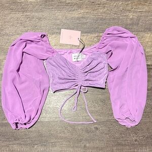 Hello Molly Lavender Puff Sleeve Blouse XS